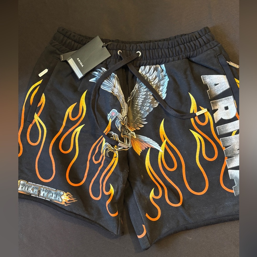 ARIMA Black Flame shorts size medium, 100% cotton dry clean only
